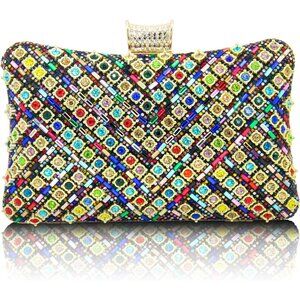 ⚡Women's Multi Evening Sparkly Shoulder Crystal Clutch Bridal Party Wedding Bag